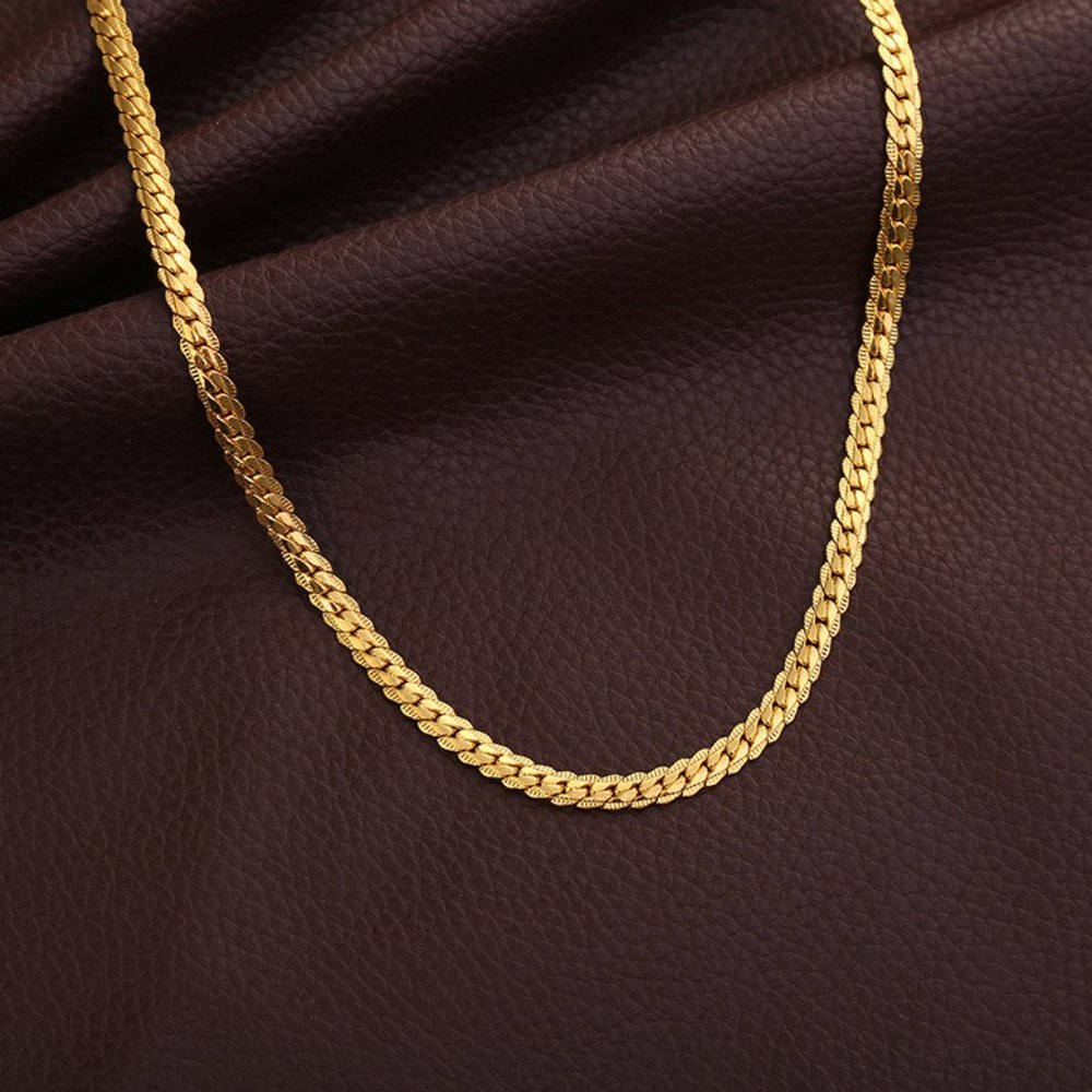 Golden Mens Miami Cuban Chain Necklace 18K Gold Plated Cuban Links Chain Hip Hop